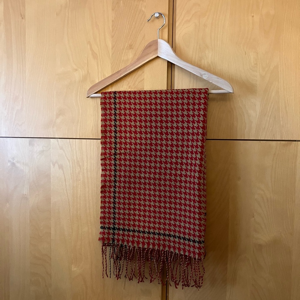 Cream, Black, and Red Scarf